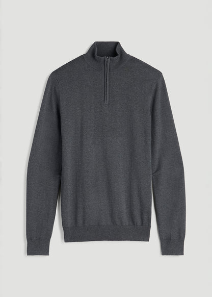 Everyday Quarter-Zip Sweater for Tall Men in Charcoal Mix