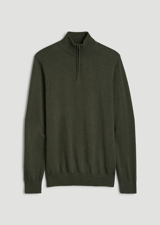 Everyday Quarter-Zip Tall Men's Sweater in Dark Olive Green