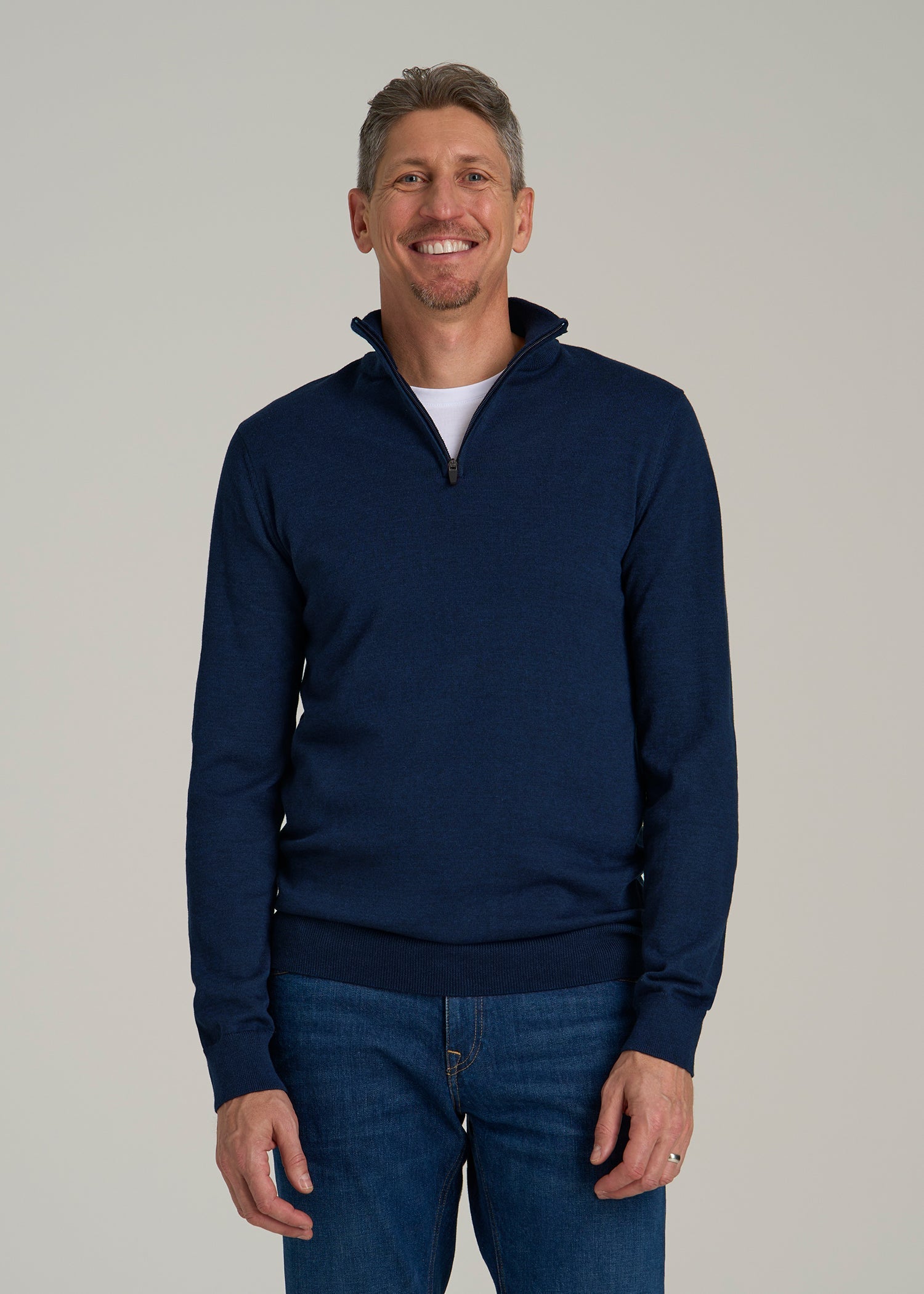 Everyday Quarter-Zip Sweater for Tall Men in Patriot Blue