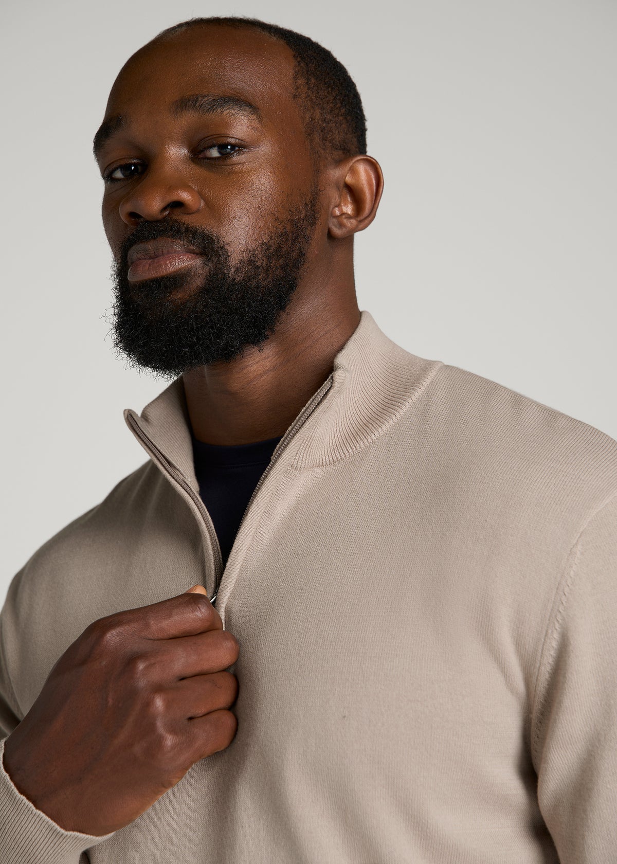 Everyday Quarter Zip Sweater for Tall Men in Simply Taupe