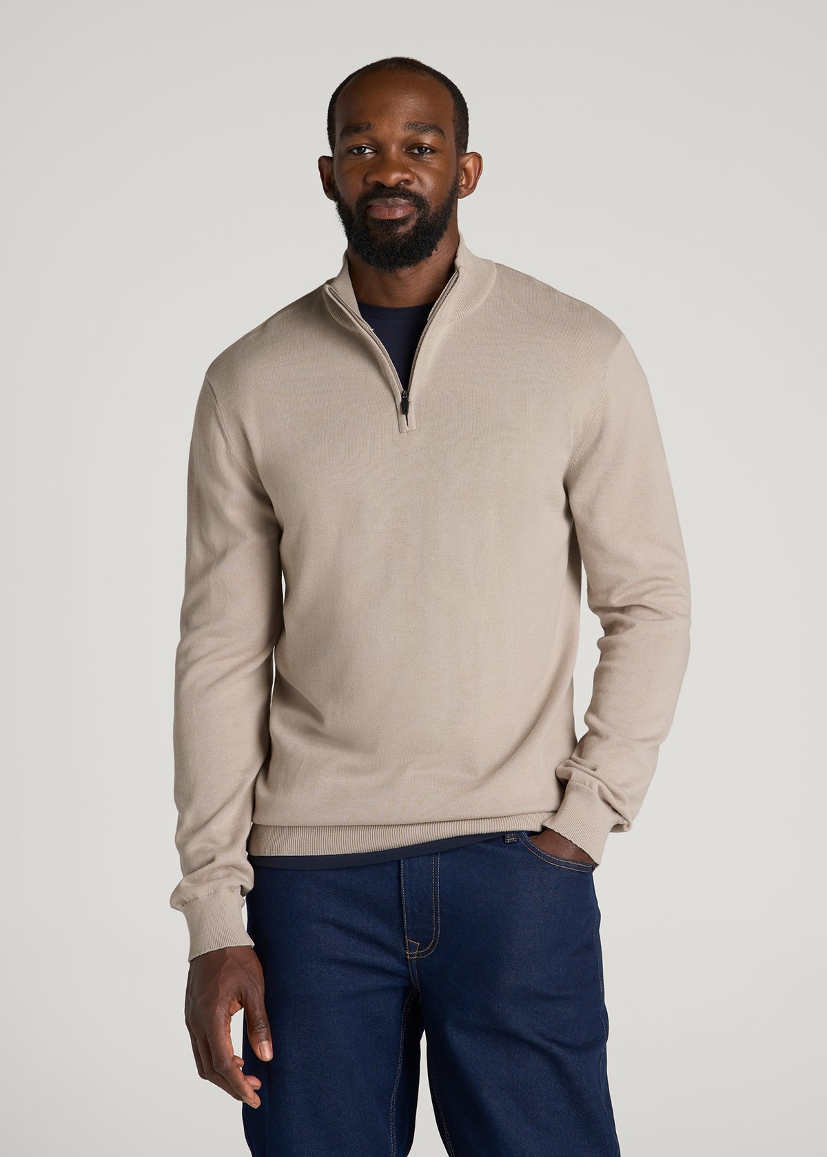 Everyday Quarter Zip Sweater for Tall Men in Simply Taupe