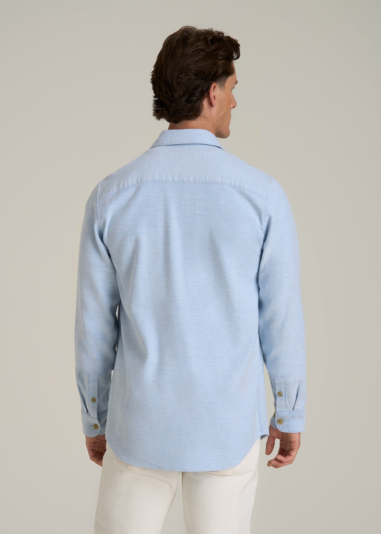 Everyday Comfort Terry Overshirt for Tall Men in Cloud Blue