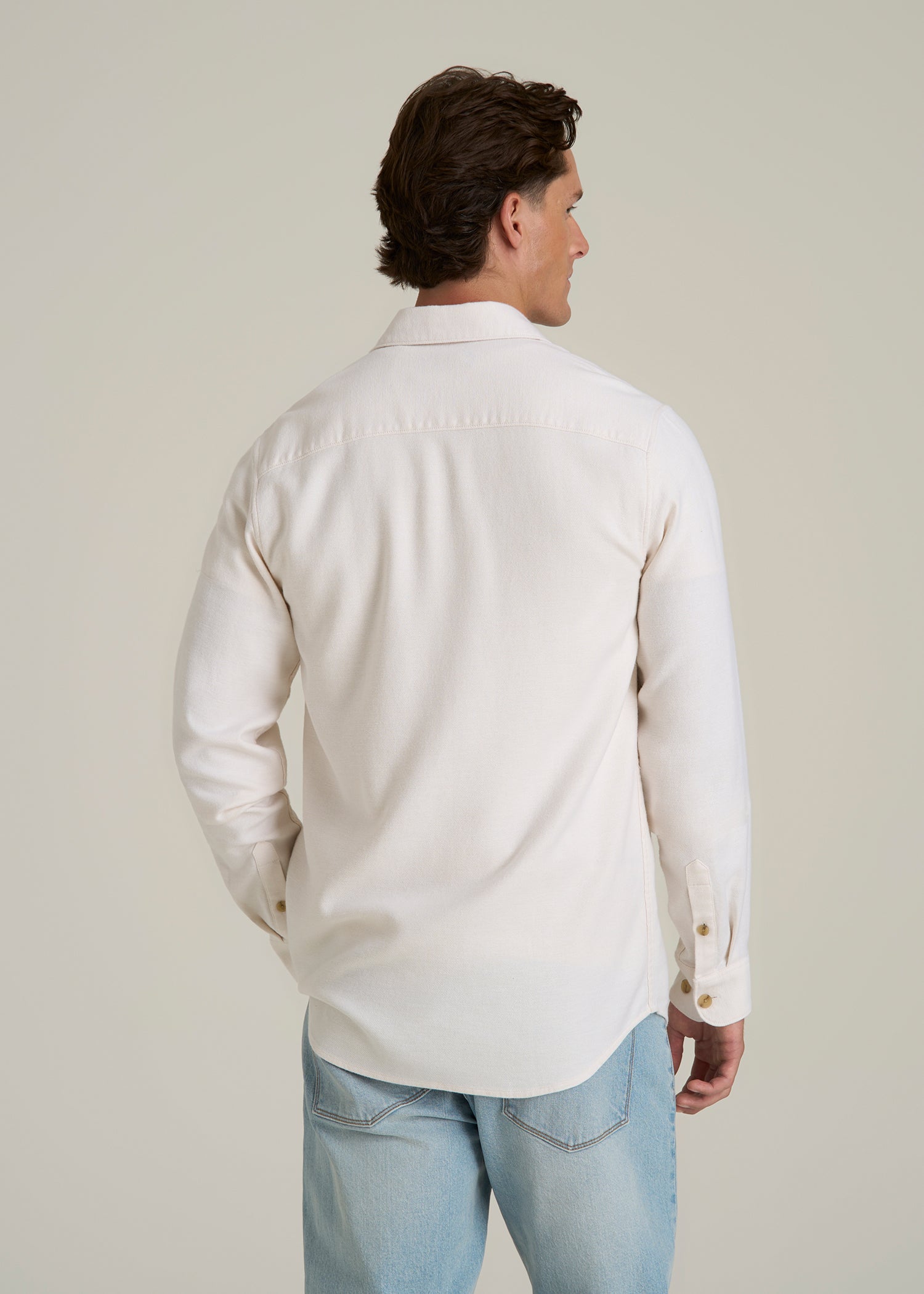 Everyday Comfort Terry Overshirt for Tall Men in White Swan