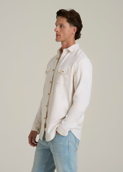 Everyday Comfort Terry Overshirt for Tall Men in White Swan