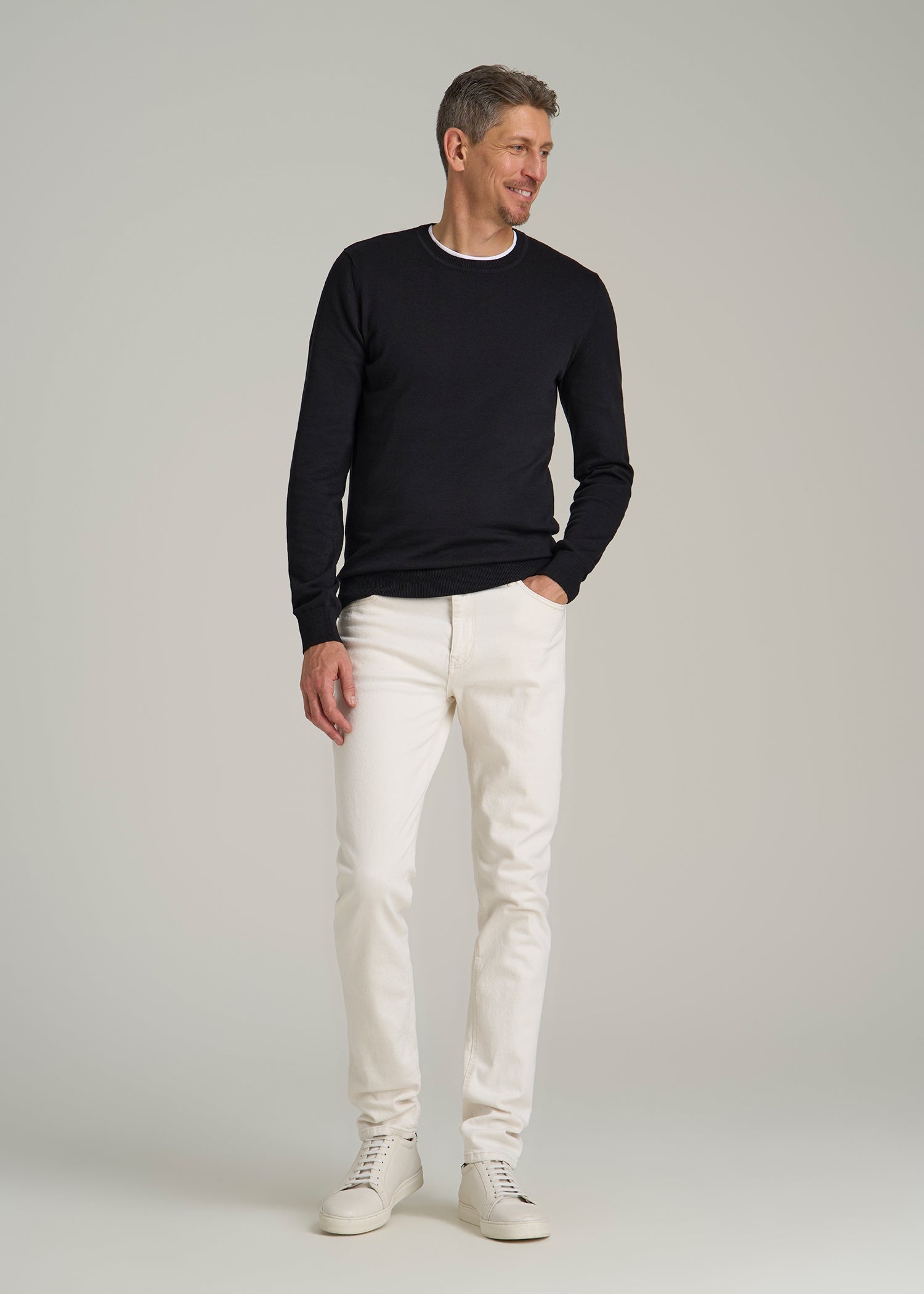 Everyday Crewneck Sweater for Tall Men in Black