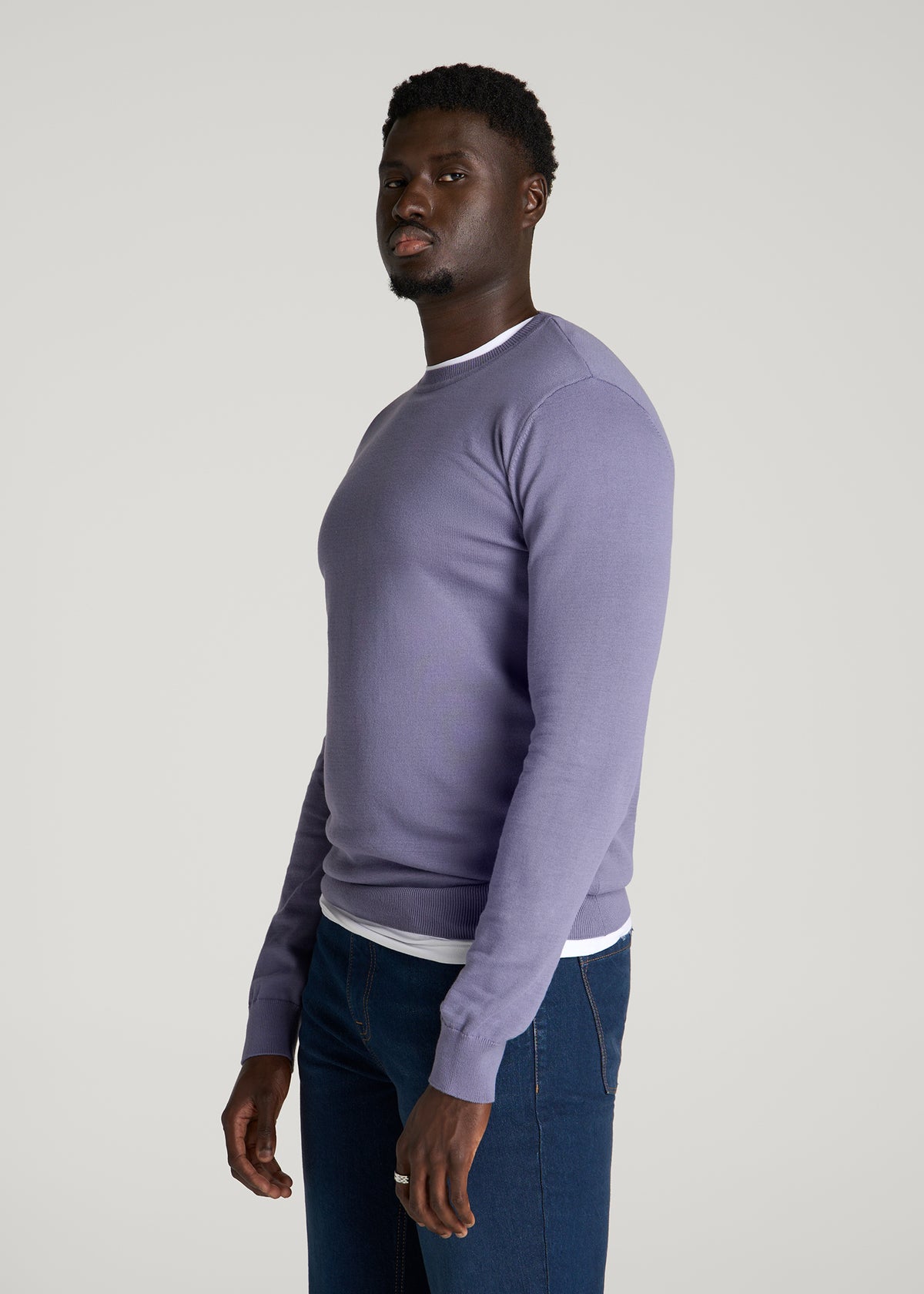 Everyday Crewneck Sweater for Tall Men in Blue Granite