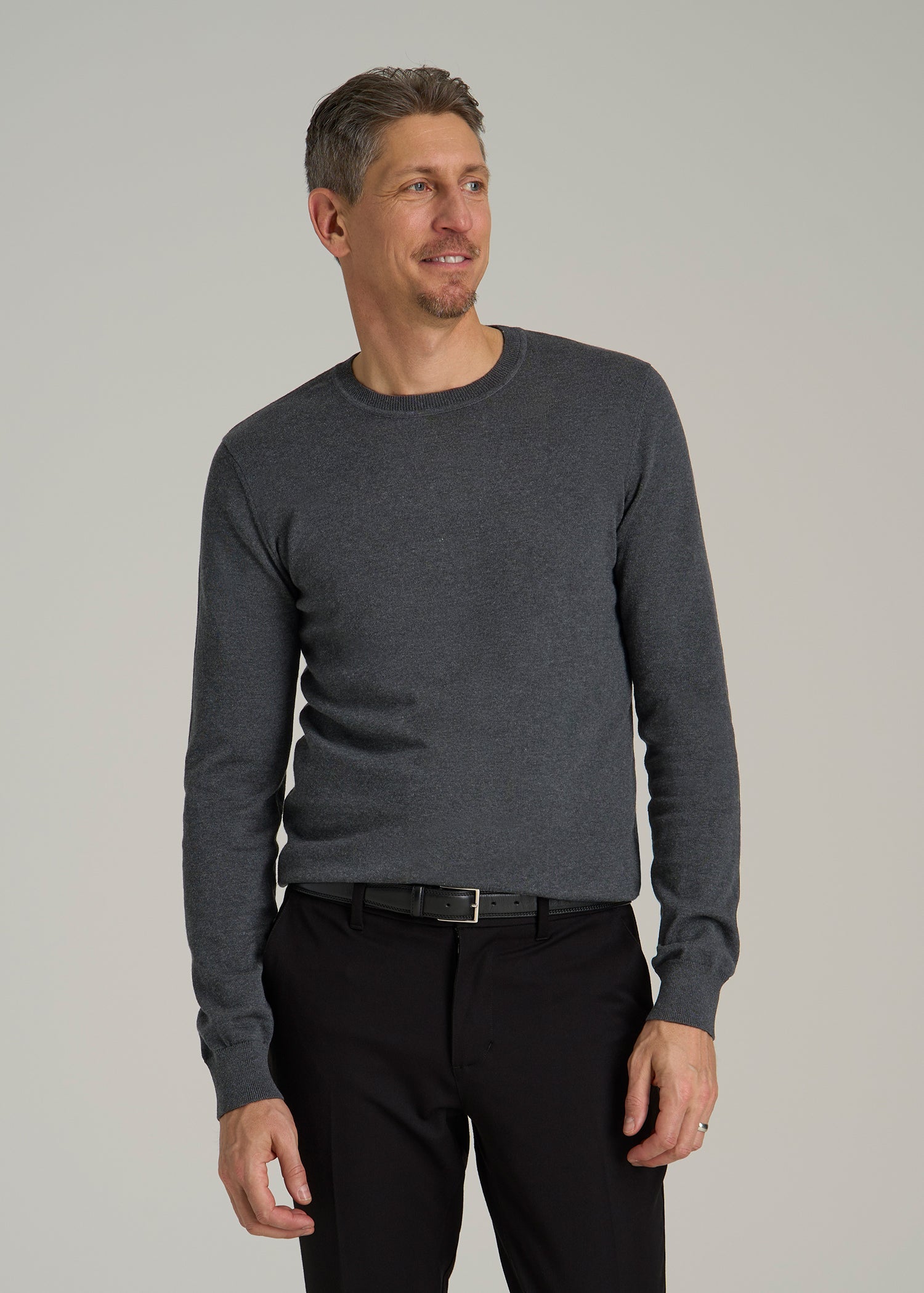 Everyday Crewneck Sweater for Tall Men in Charcoal Mix