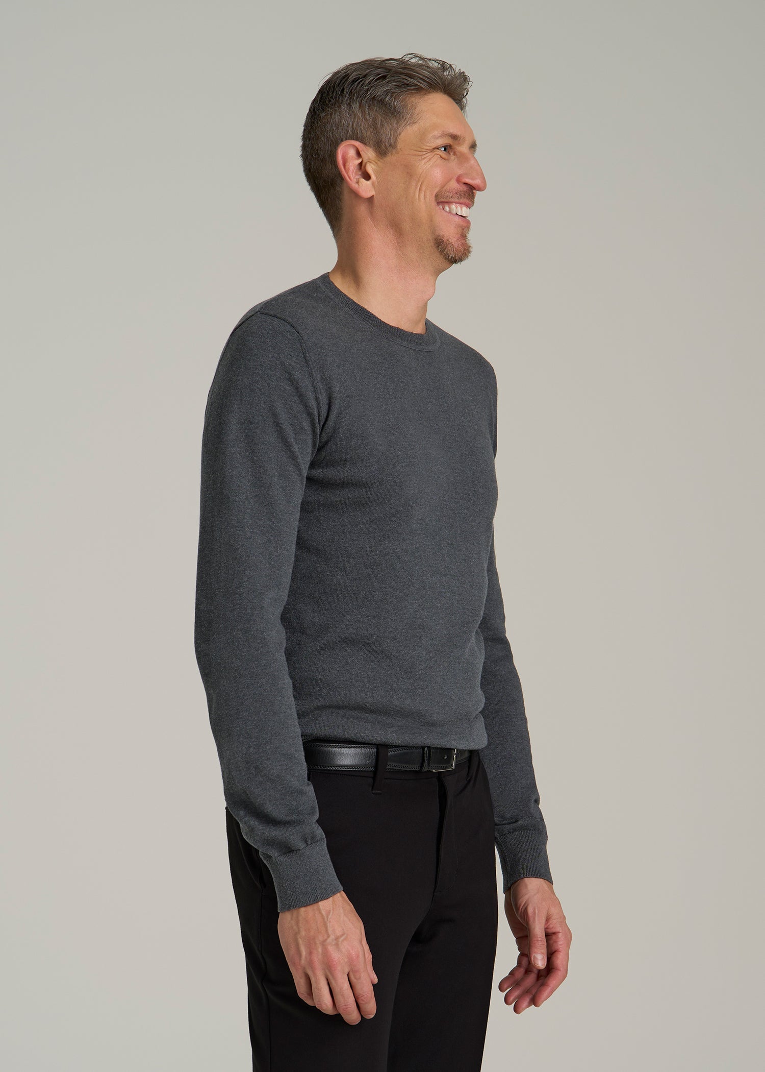 Everyday Crewneck Sweater for Tall Men in Charcoal Mix