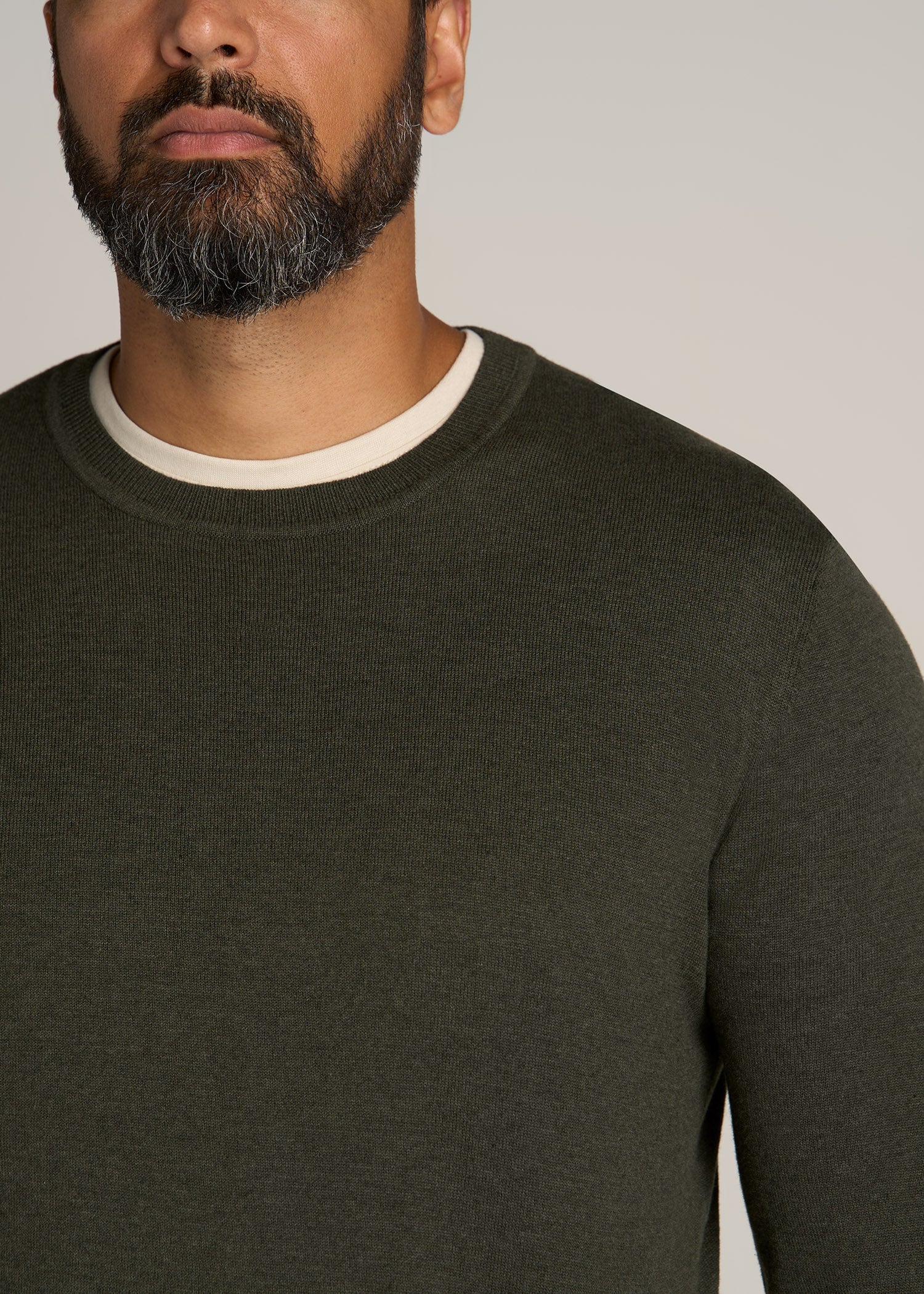 Everyday Crewneck Tall Men's Sweater in Dark Olive Green