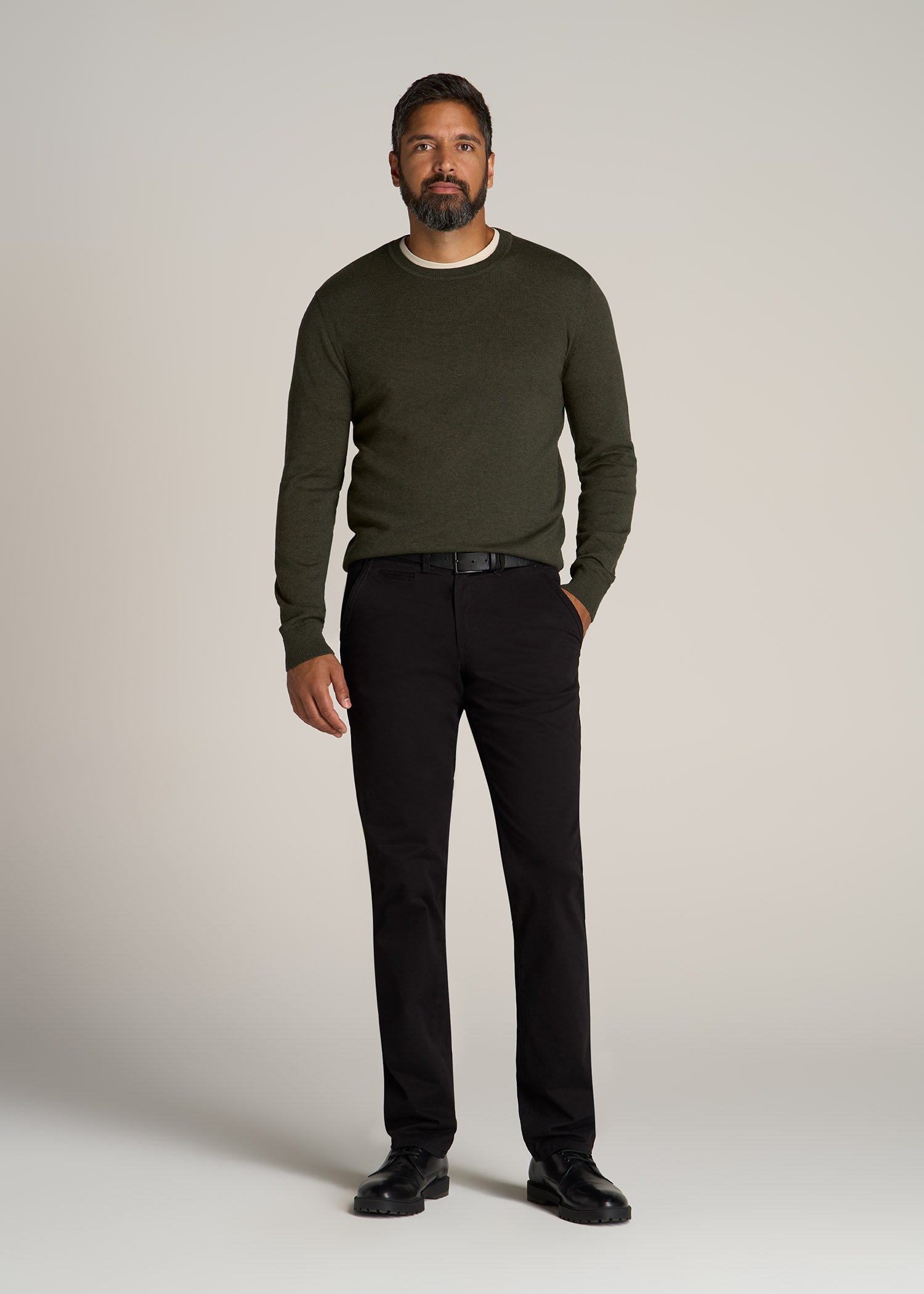 American-Tall-Men-Everyday-Crew-Neck-Sweater-Dark-Green-Olive-full