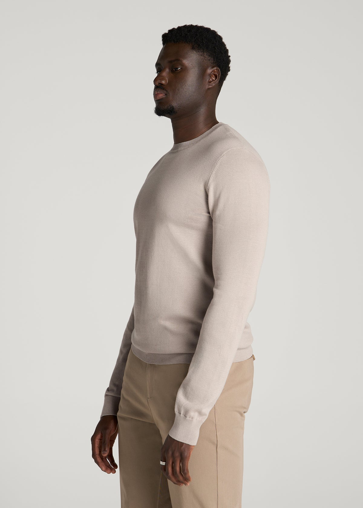 Everyday Crewneck Sweater for Tall Men in Simply Taupe
