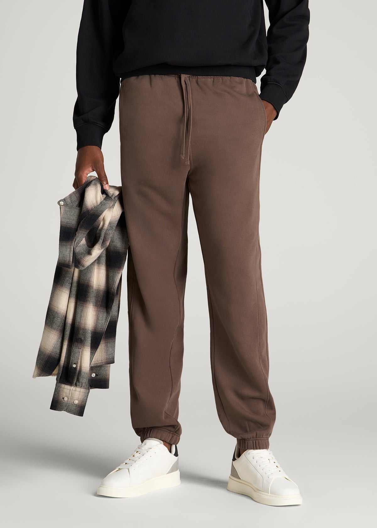 Everyday Fleece Cinched Bottom Sweatpants for Tall Men in Coffee Quartz