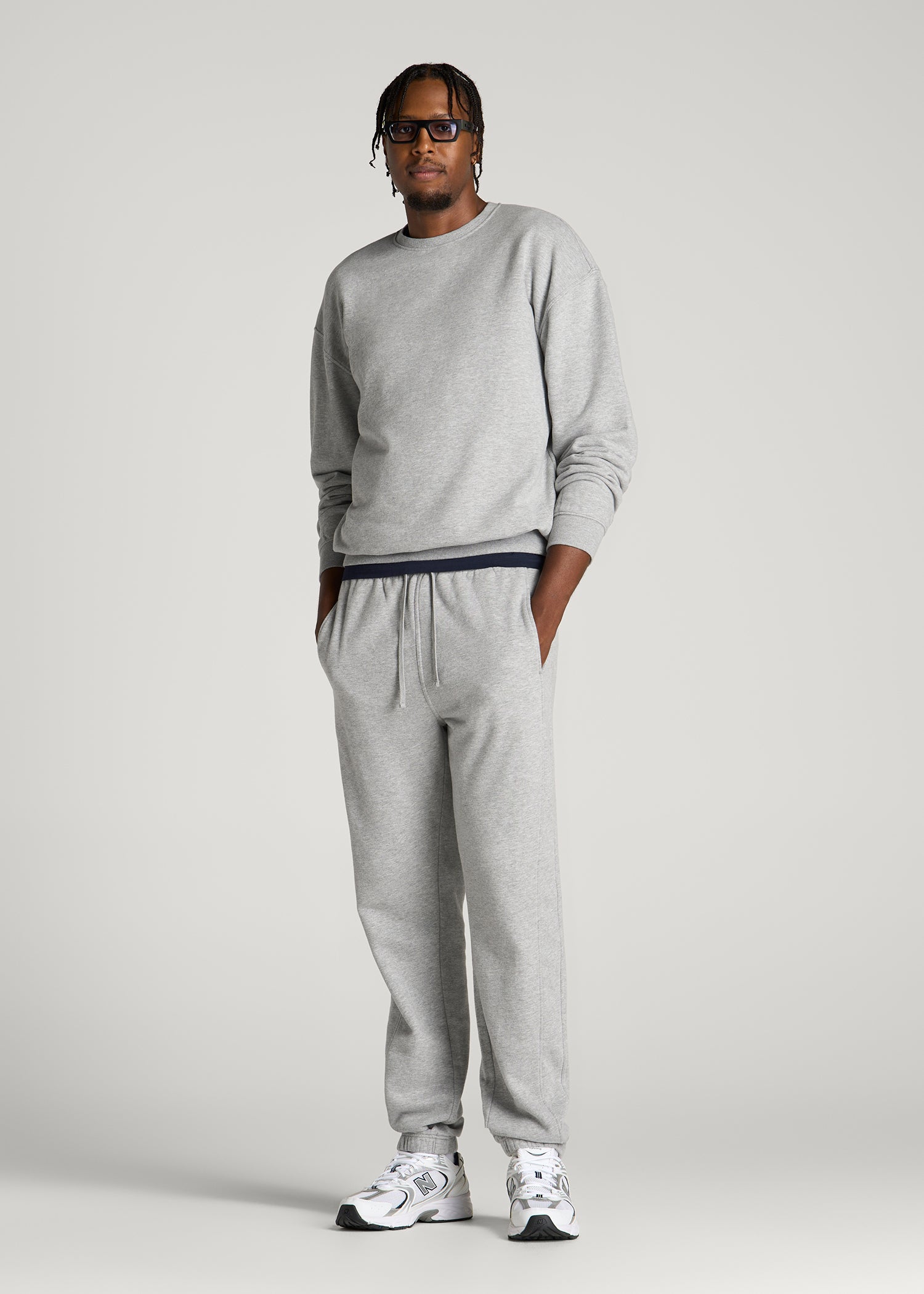 Everyday Fleece Cinched Bottom Sweatpants for Tall Men in Grey Mix