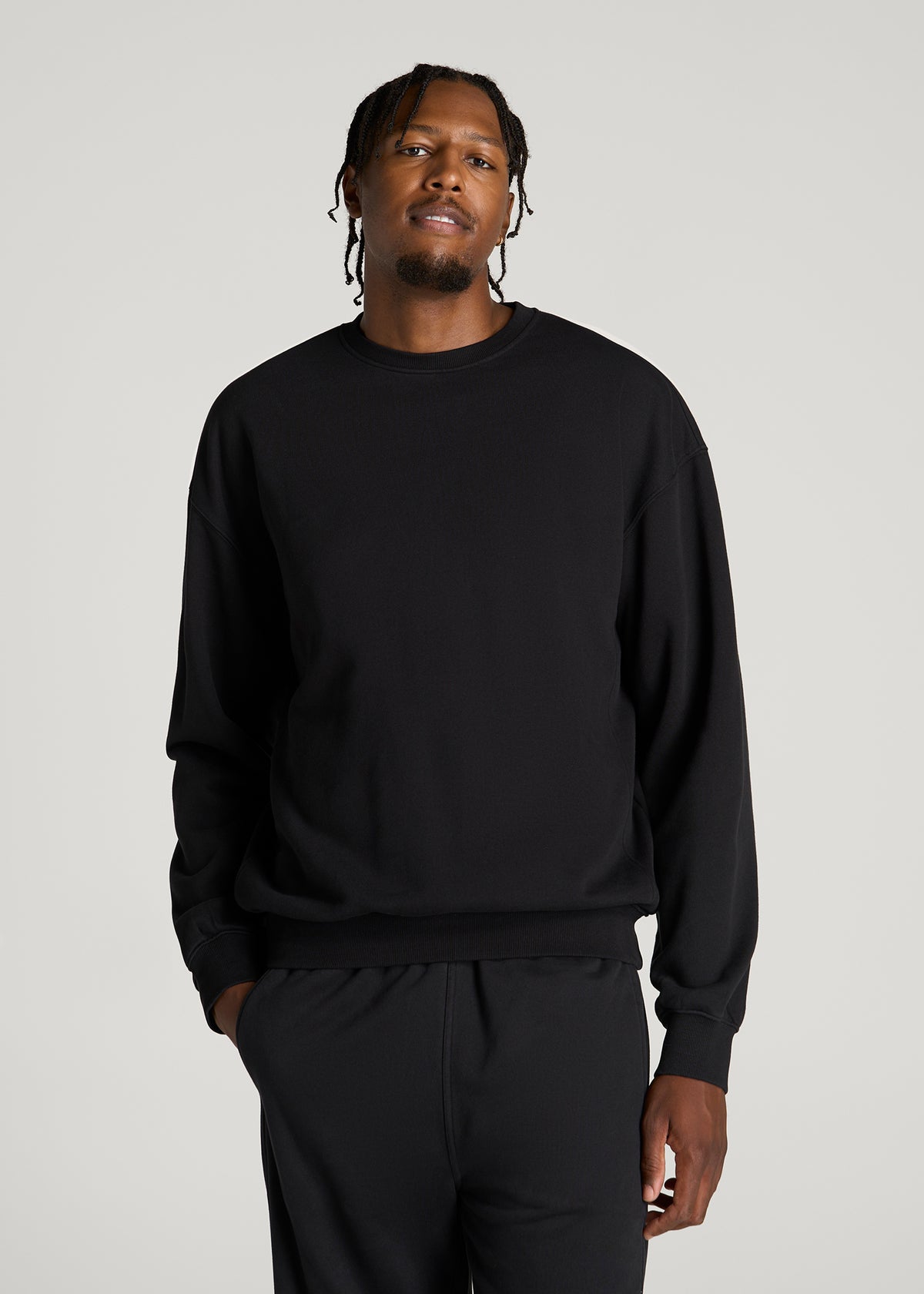 Everyday Fleece Crewneck for Tall Men in Black