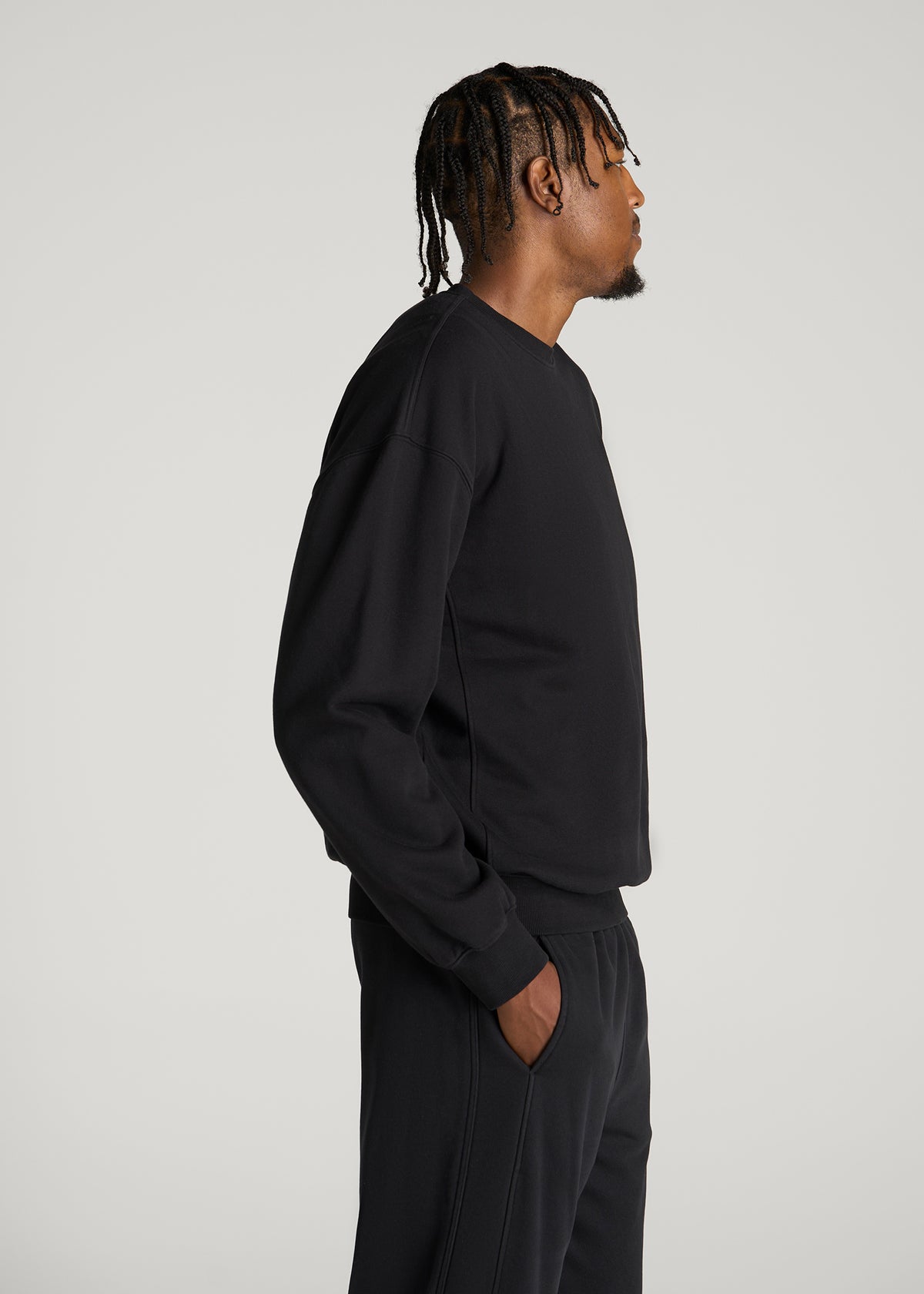 Everyday Fleece Crewneck for Tall Men in Black