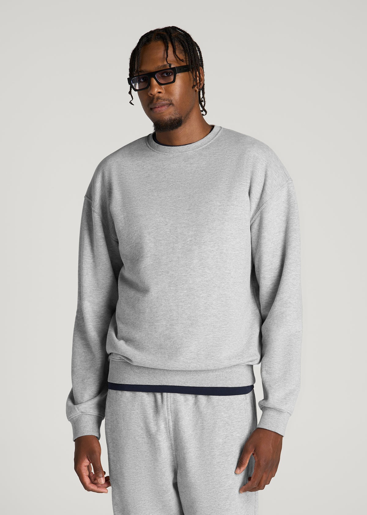 Everyday Fleece Crewneck for Tall Men in Grey Mix