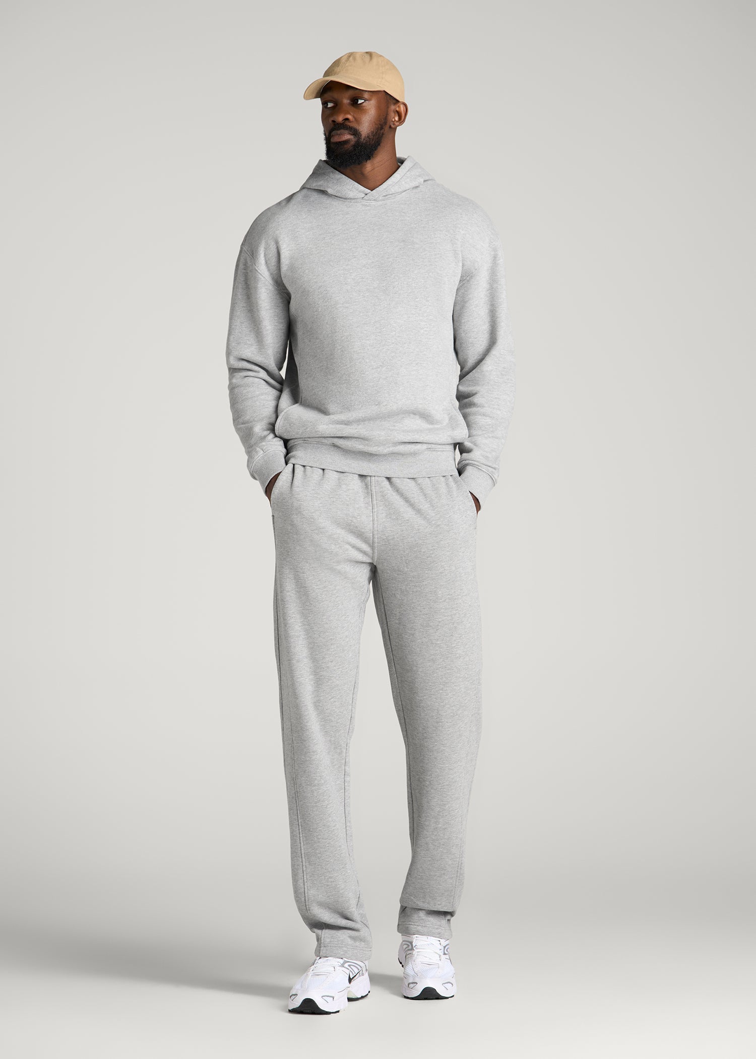 Everyday Fleece Popover Hoodie for Tall Men in Grey Mix