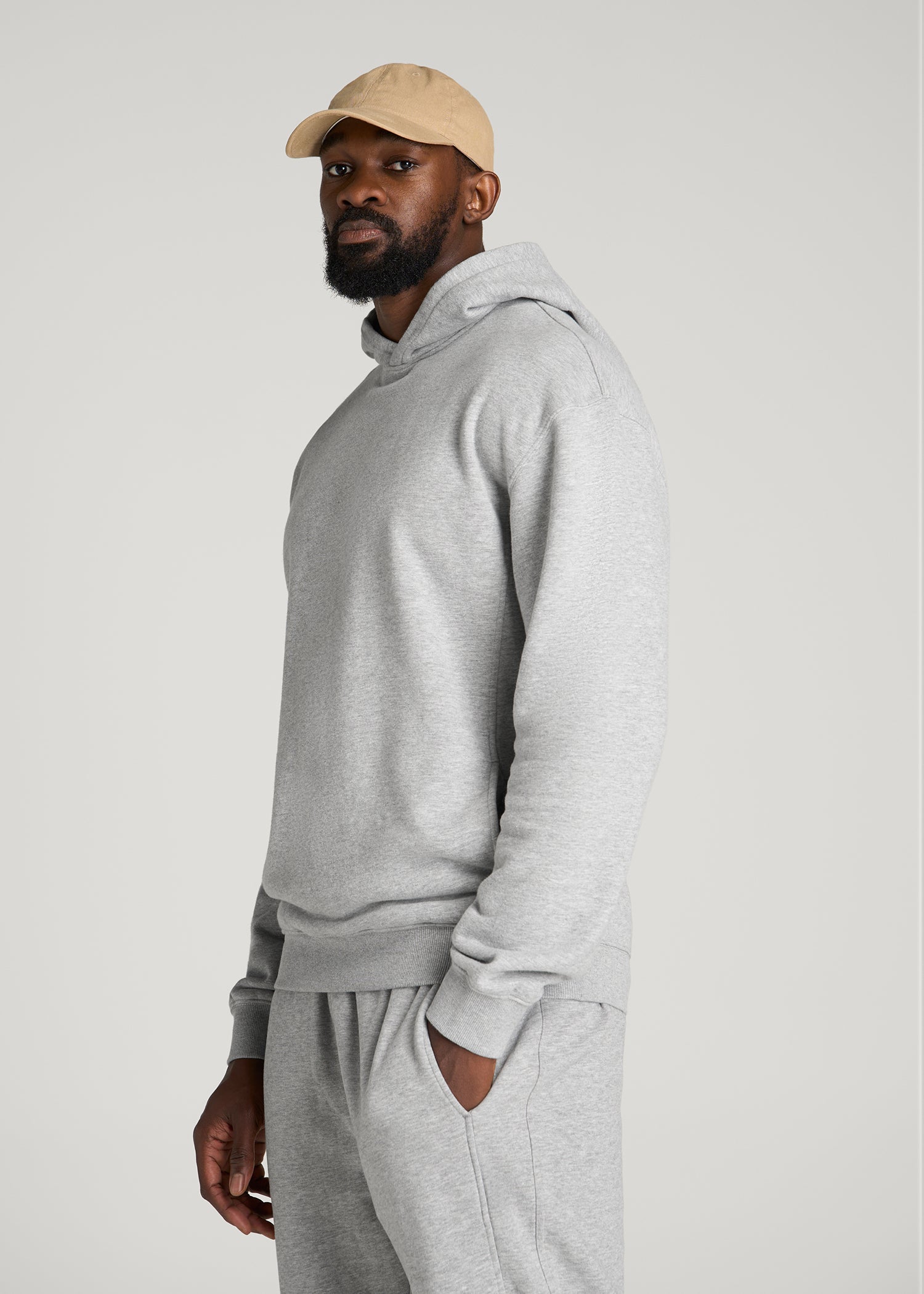Everyday Fleece Popover Hoodie for Tall Men in Grey Mix