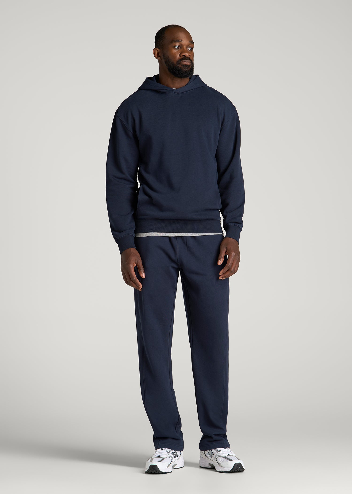 Everyday Fleece Popover Hoodie for Tall Men in Royal Navy