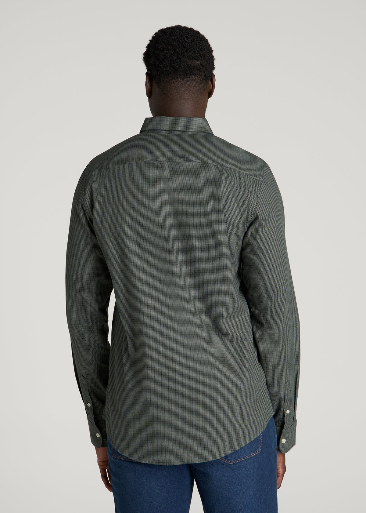 Everyday Lightweight Flannel Shirt for Tall Men in Boreal Forest Houndstooth