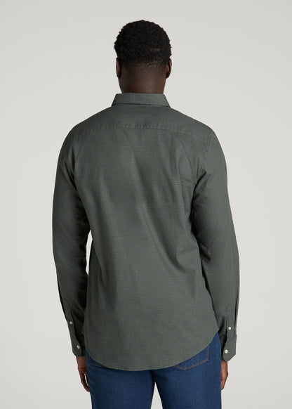 Everyday Lightweight Flannel Shirt for Tall Men in Boreal Forest Houndstooth