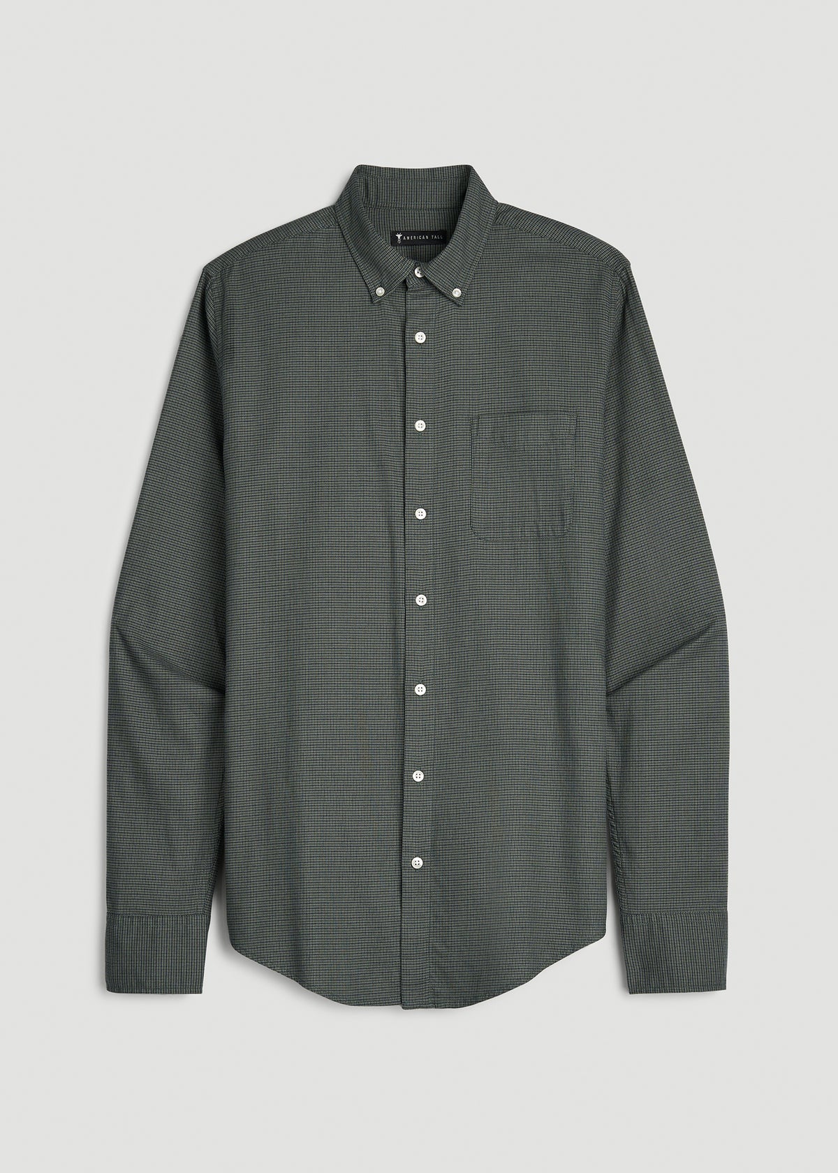 Everyday Lightweight Flannel Shirt for Tall Men in Boreal Forest Houndstooth