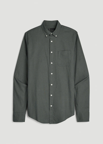 Everyday Lightweight Flannel Shirt for Tall Men in Boreal Forest Houndstooth
