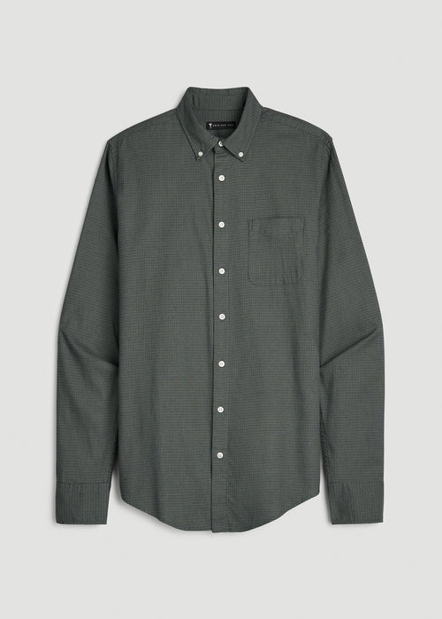 Everyday Lightweight Flannel Shirt for Tall Men in Boreal Forest Houndstooth