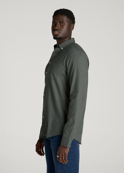 Everyday Lightweight Flannel Shirt for Tall Men in Boreal Forest Houndstooth