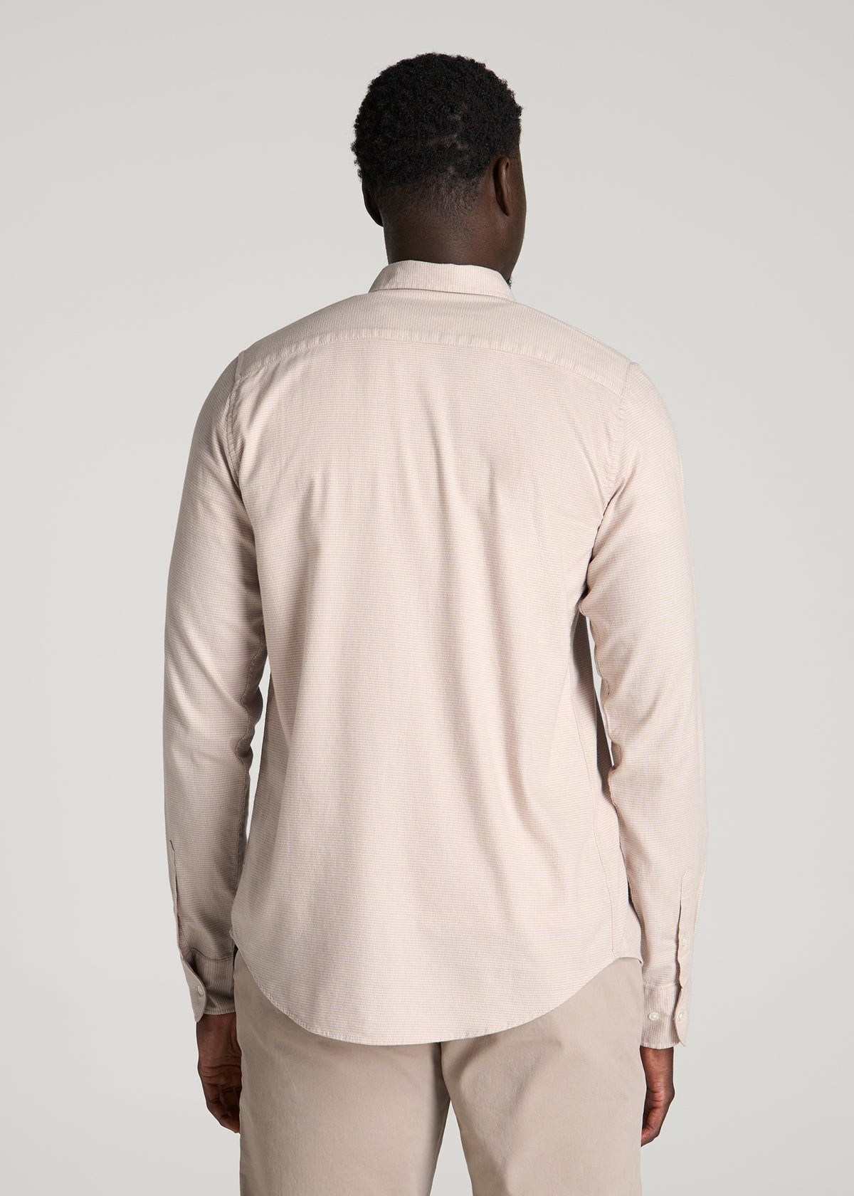 Everyday Lightweight Flannel Shirt for Tall Men in White Sand Houndstooth