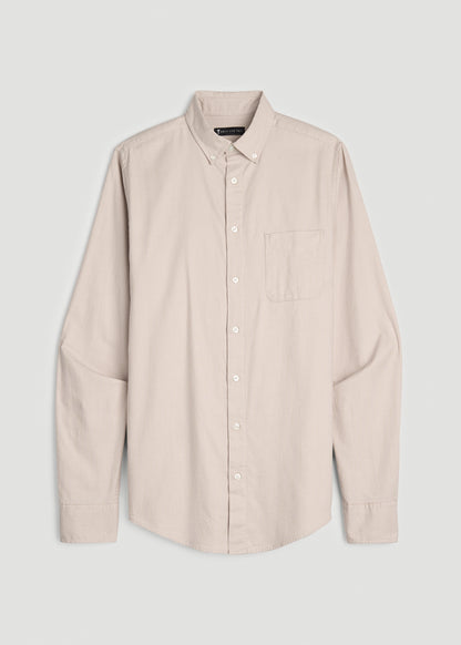 Everyday Lightweight Flannel Shirt for Tall Men in White Sand Houndstooth