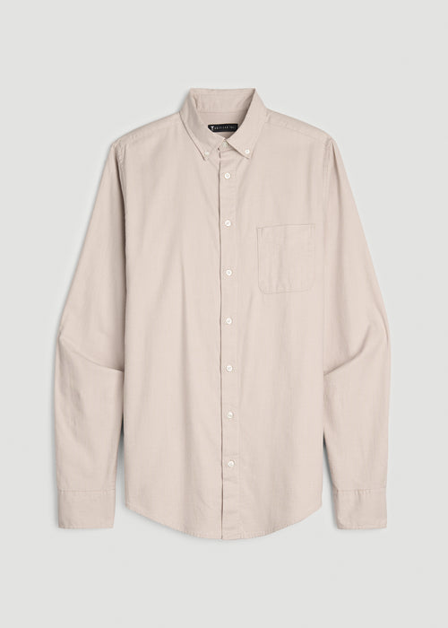 Everyday Lightweight Flannel Shirt for Tall Men in White Sand Houndstooth
