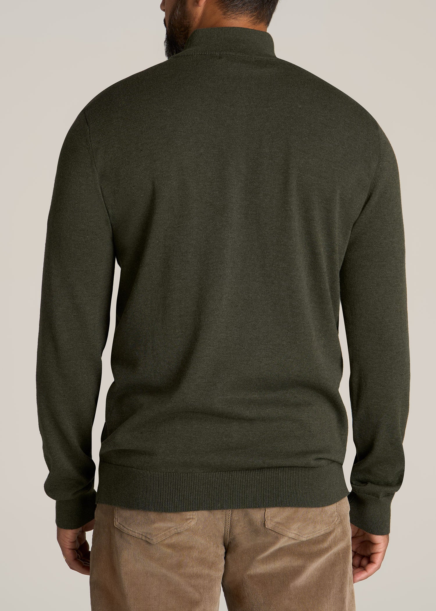 American-Tall-Men-Everyday-Quarter-Zip-Sweater-Dark-Green-Olive-back