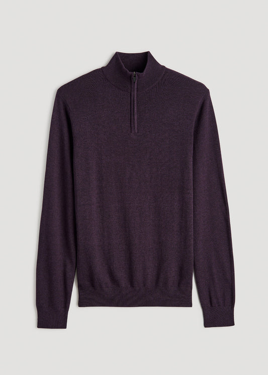 Everyday Quarter-Zip Tall Men's Sweater in Midnight Plum