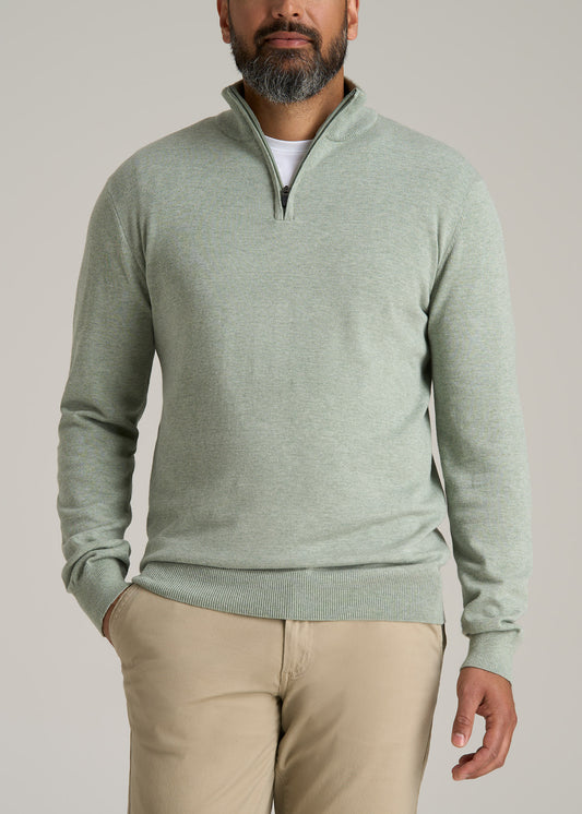 Everyday Quarter-Zip Tall Men's Sweater in Seagrass