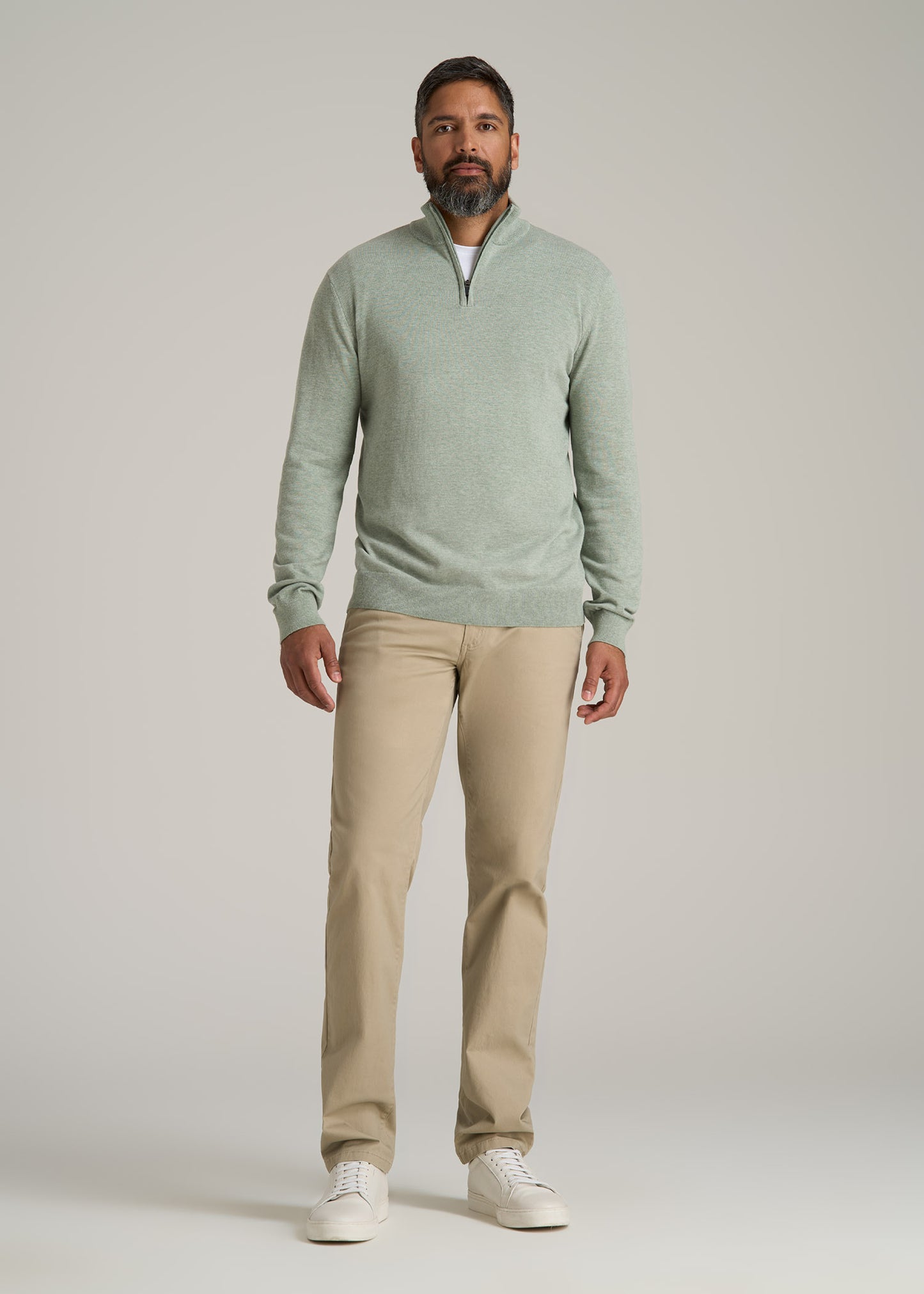 Everyday Quarter-Zip Tall Men's Sweater in Seagrass