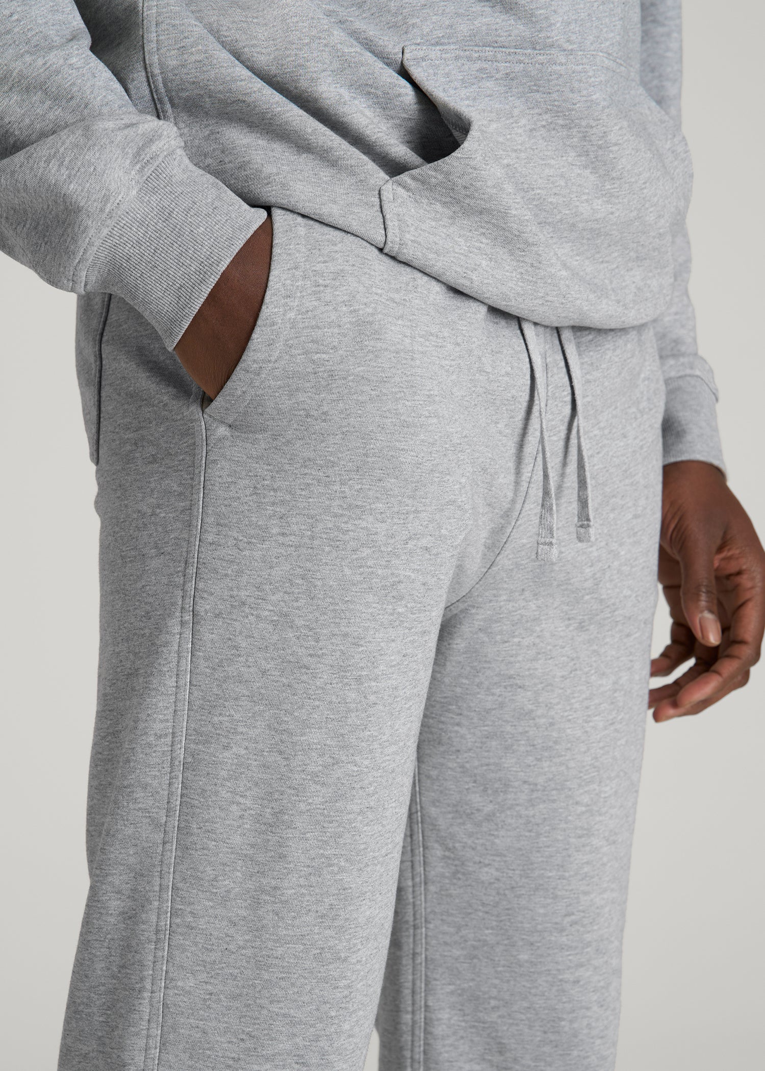 Everyday French Terry Cinched Bottom Sweatpants for Tall Men in Grey Mix