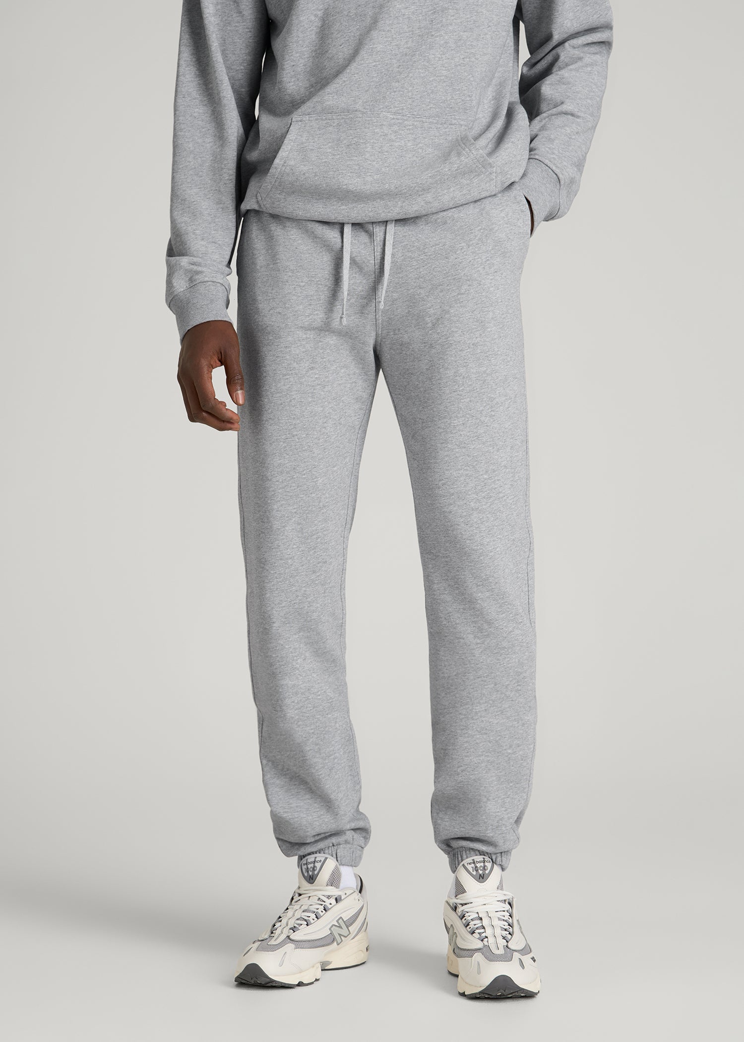 Everyday French Terry Cinched Bottom Sweatpants for Tall Men in Grey Mix