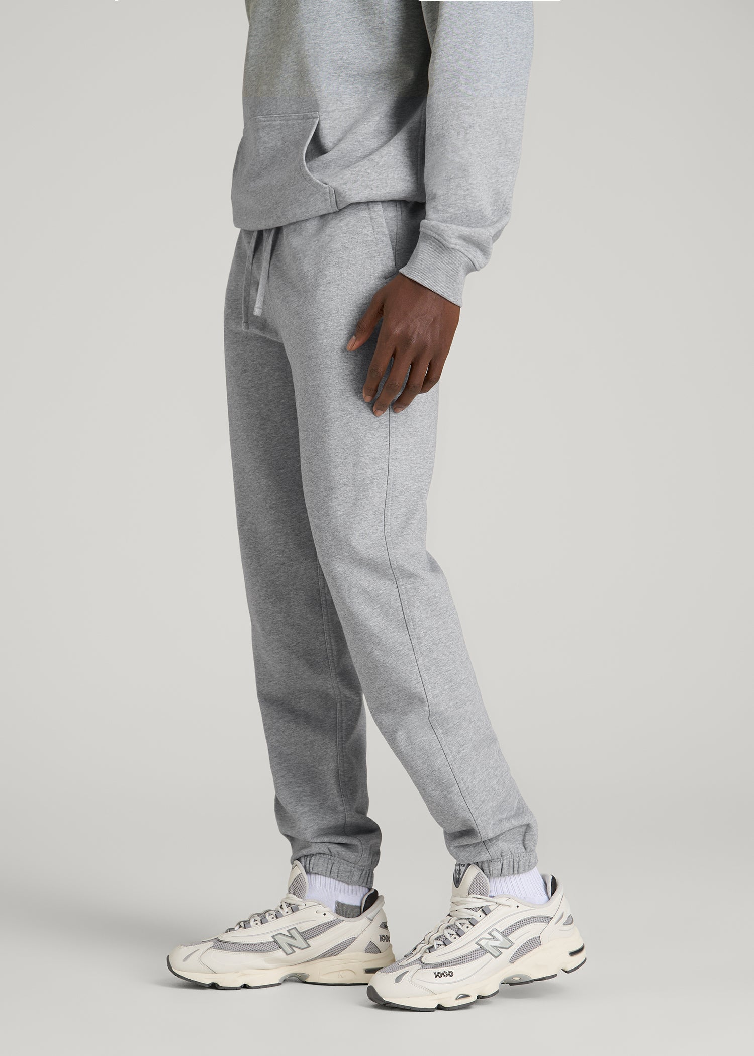 Everyday French Terry Cinched Bottom Sweatpants for Tall Men in Grey Mix