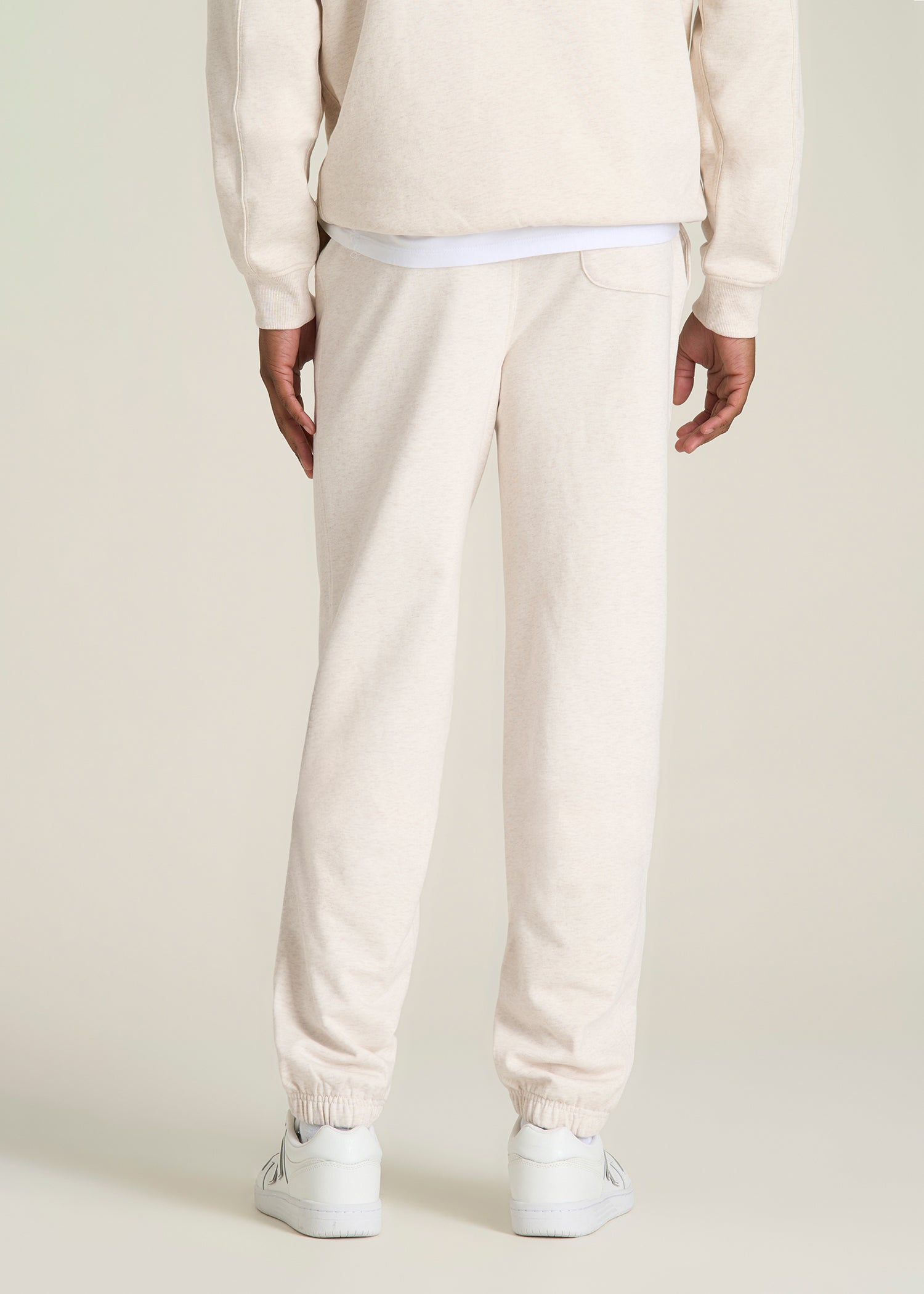 Everyday French Terry Cinched Bottom Sweatpants for Tall Men in Heathered Oatmeal