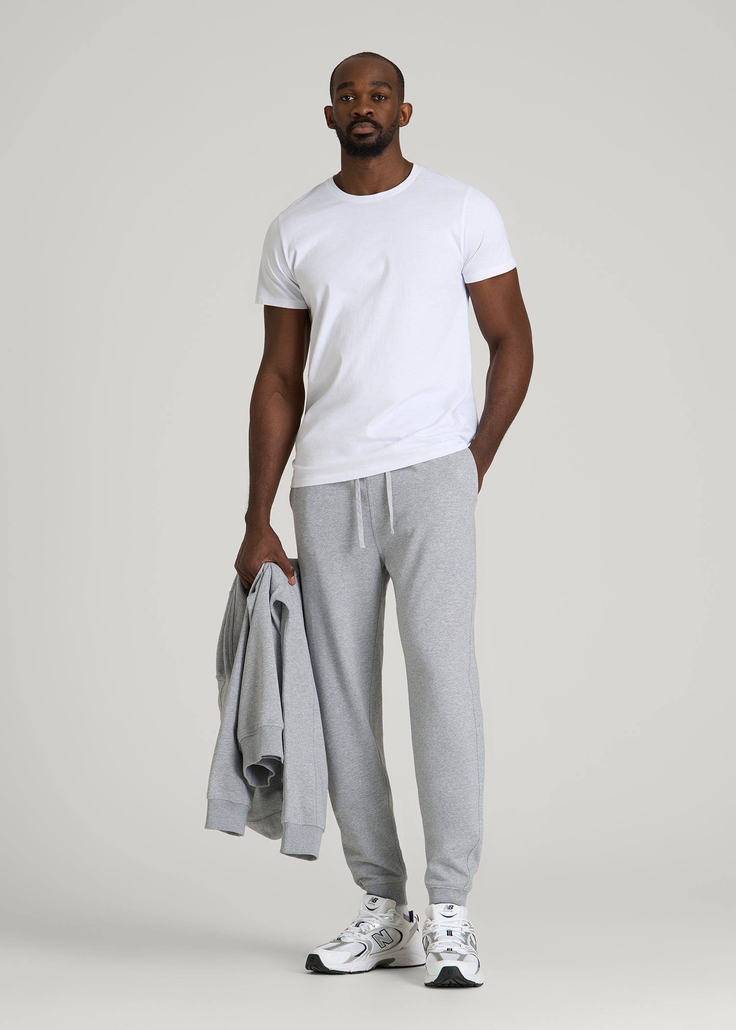 Everyday French Terry Jogger for Tall Men in Grey Mix