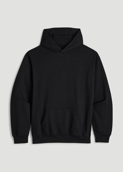 Everyday French Terry Popover Hoodie for Tall Men in Black