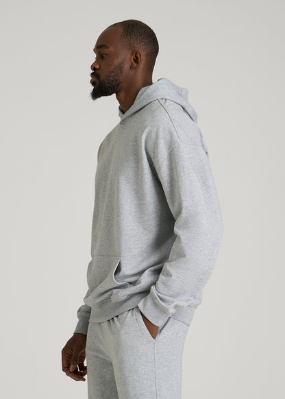 Everyday French Terry Popover Hoodie for Tall Men in Grey Mix