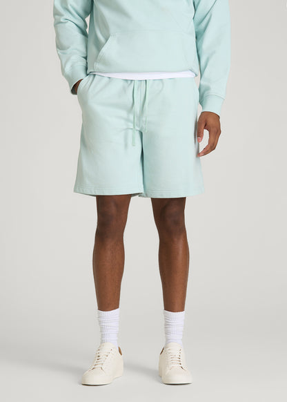 Everyday French Terry Shorts for Tall Men in Opal Blue