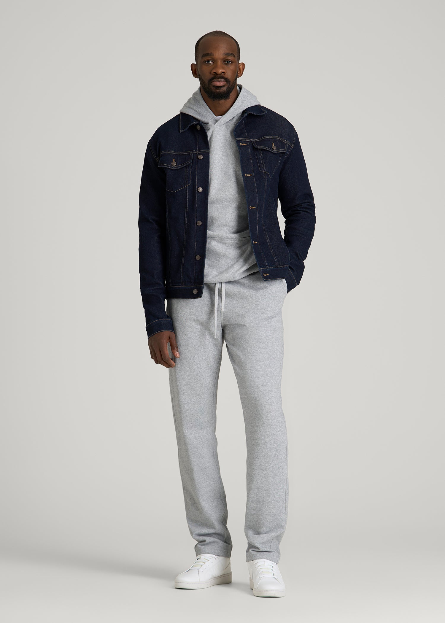 Everyday French Terry Straight Leg Sweatpants for Tall Men in Grey Mix