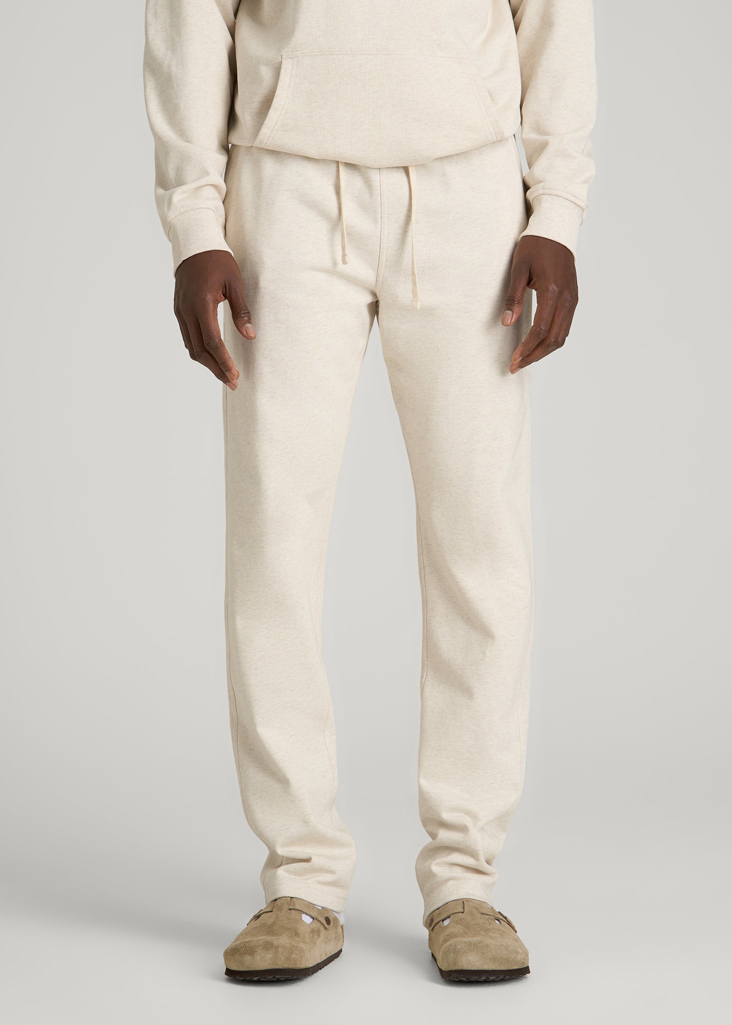 Everyday French Terry Straight Leg Sweatpants for Tall Men in Heathered Oatmeal