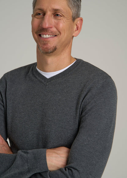 Everyday V-Neck Sweater for Tall Men in Charcoal Mix
