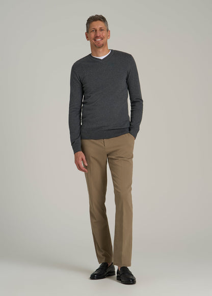 Everyday V-Neck Sweater for Tall Men in Charcoal Mix