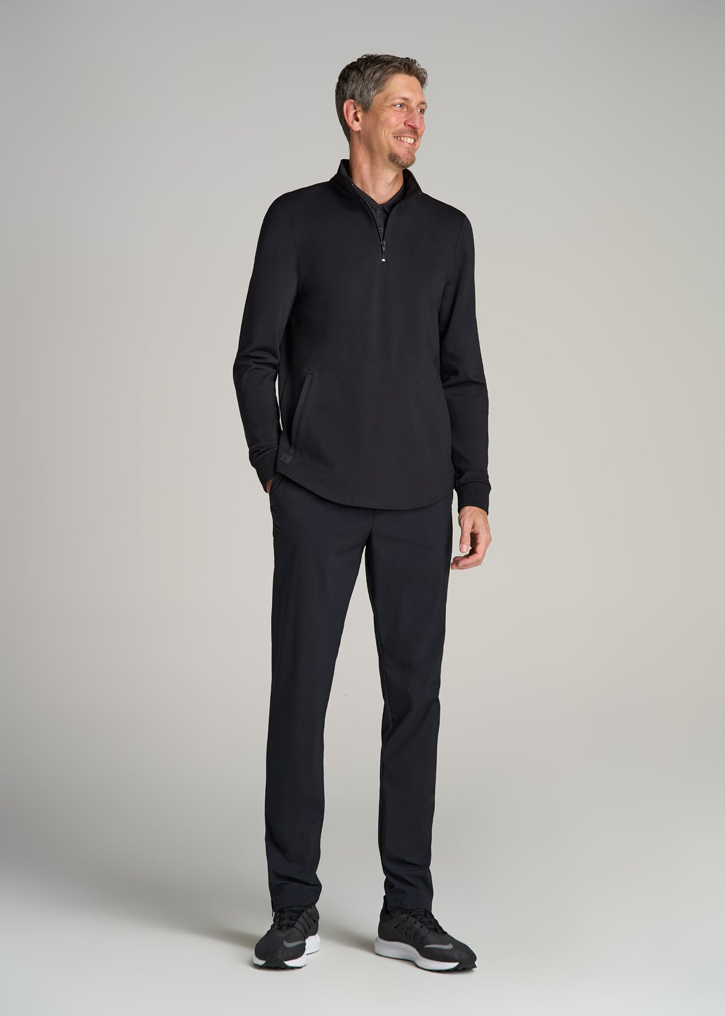 Fairway Popover Tall Men's Sweatshirt in Black