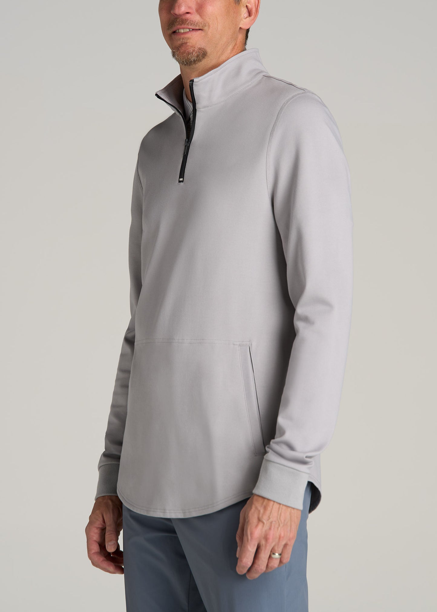 Fairway Popover Tall Men's Sweatshirt in Light Grey